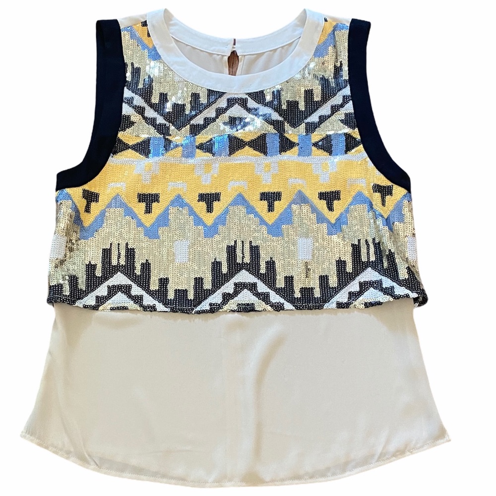 Aztec Shirred Side Accent Top